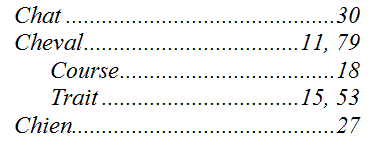 exemple d'extrait d'index